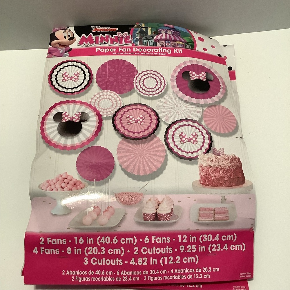 Disney‎ Minnie Mouse Paper Fan Decorating Kit - Pink and Black 2 PK - Picture 3 of 7